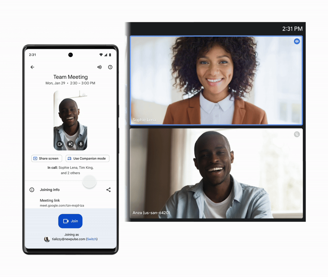 Google Meet Companion Mode (źródło: Google Workspace Updates)