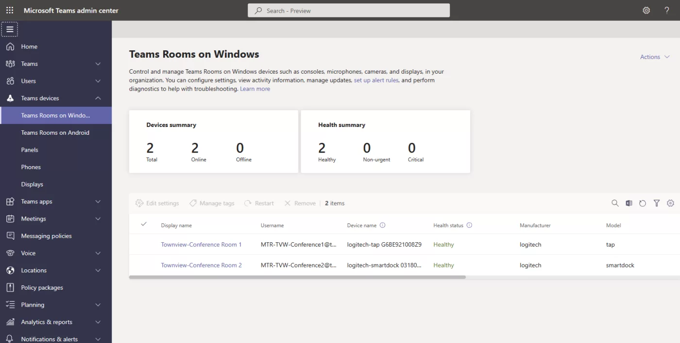 Teams Admin Center (źródło - Microsoft Learn)